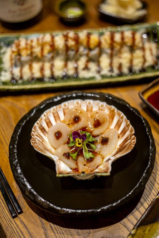 Hot Stone Steak and Sushi Japanese Restaurant London Fitzrovia Scallop Carpaccio