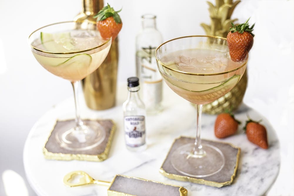 Summer Gin Spritz Cocktail Recipe Prosecco Strawberry Cucumber Drink