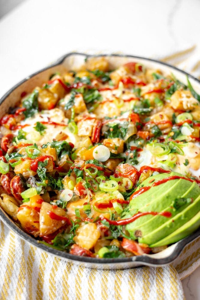 Breakfast Hash Recipe Potatoes Chorizo Eggs Avocado Easy Brunch Recipes UK Blogger