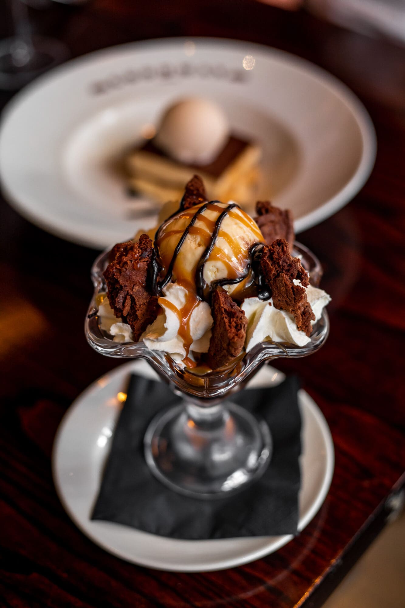 A decadent cookie ice cream sundae at Goodman in Mayfair