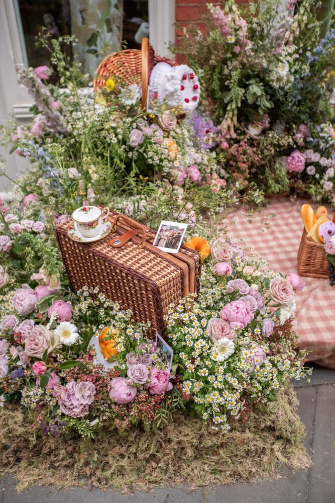 Chelsea in Bloom 2022 Olivia von Halle pink picnic installation