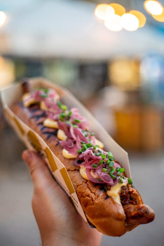 Hot Dog Jewish Quarter Krakow Things to do Eating Street Food Poland Travel Blogger