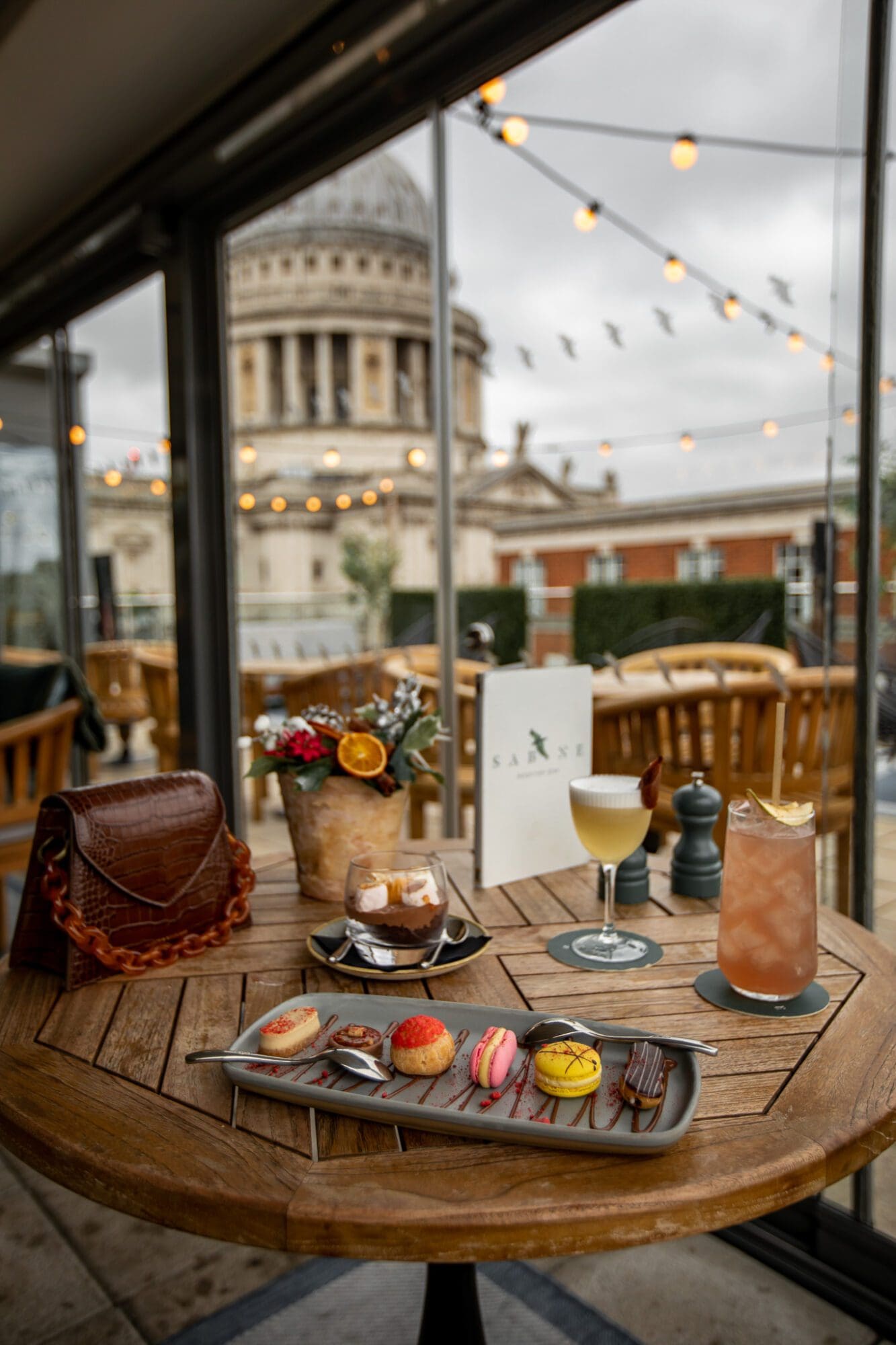 Sabine Rooftop Bar London Cocktails and Restaurant View of St Pauls Dessert