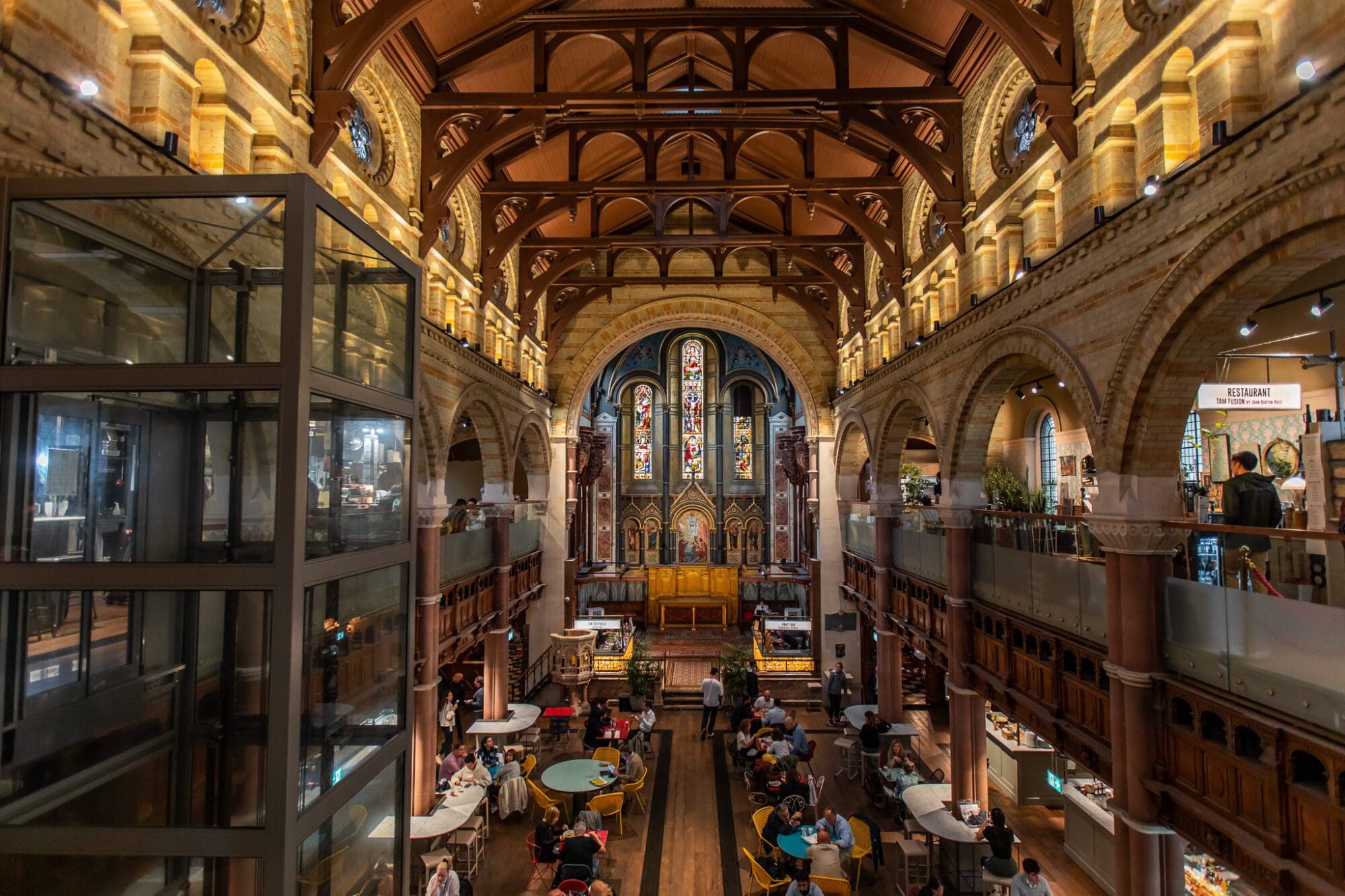 Mercato Mayfair Street Food Venue London Church Interior