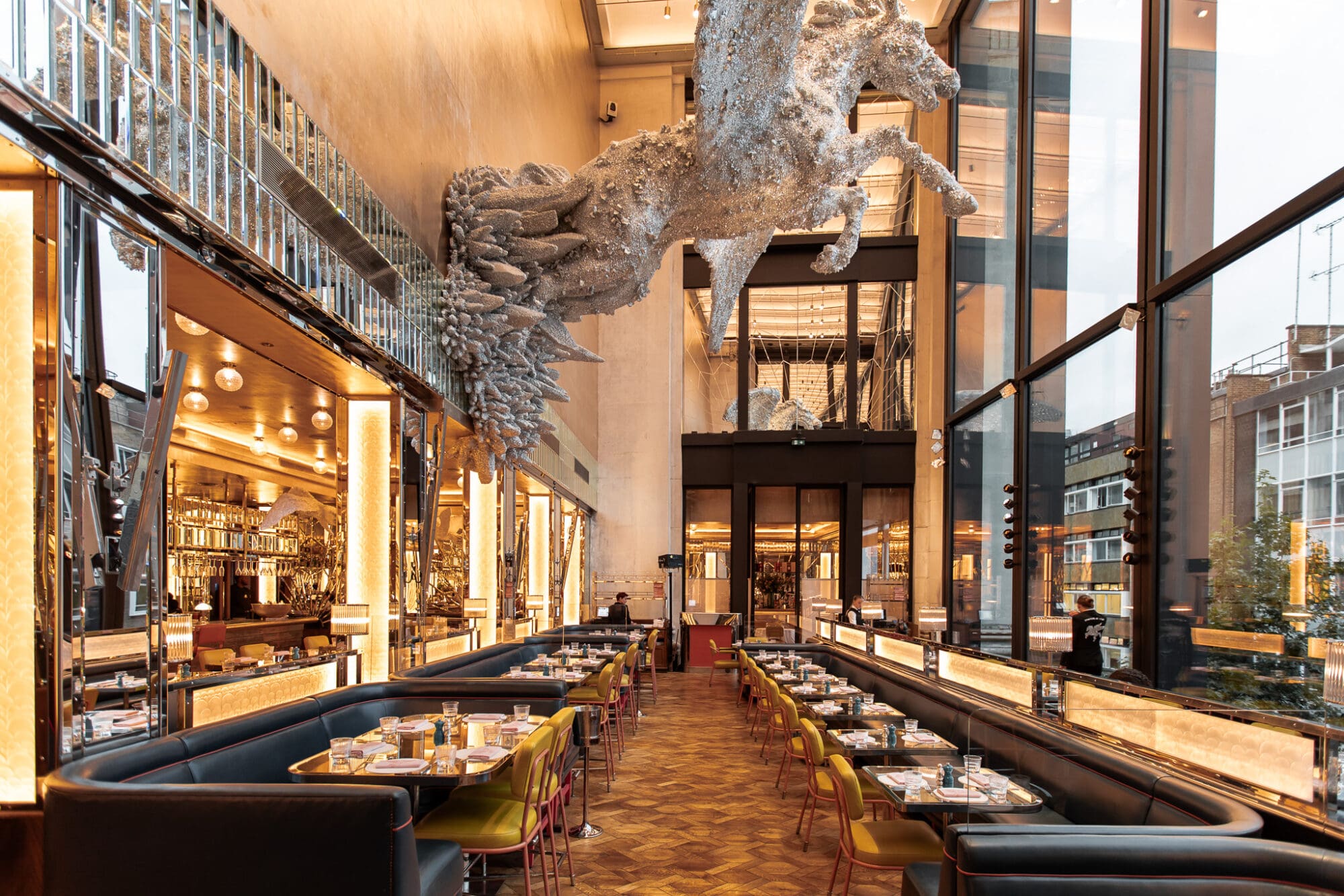 Brasserie of Light London Instagrammable Aesthetic Restaurants Damian Hirst Sculpture