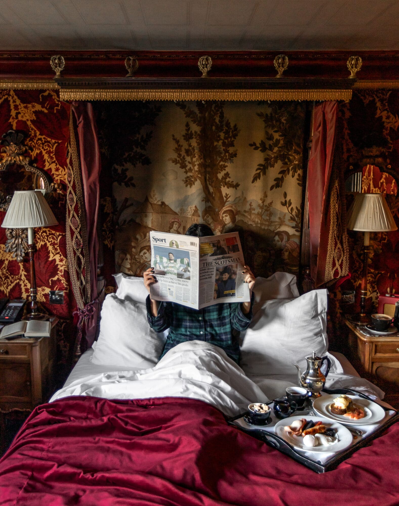 Breakfast in bed Prestonfield House Hotel Edinburgh