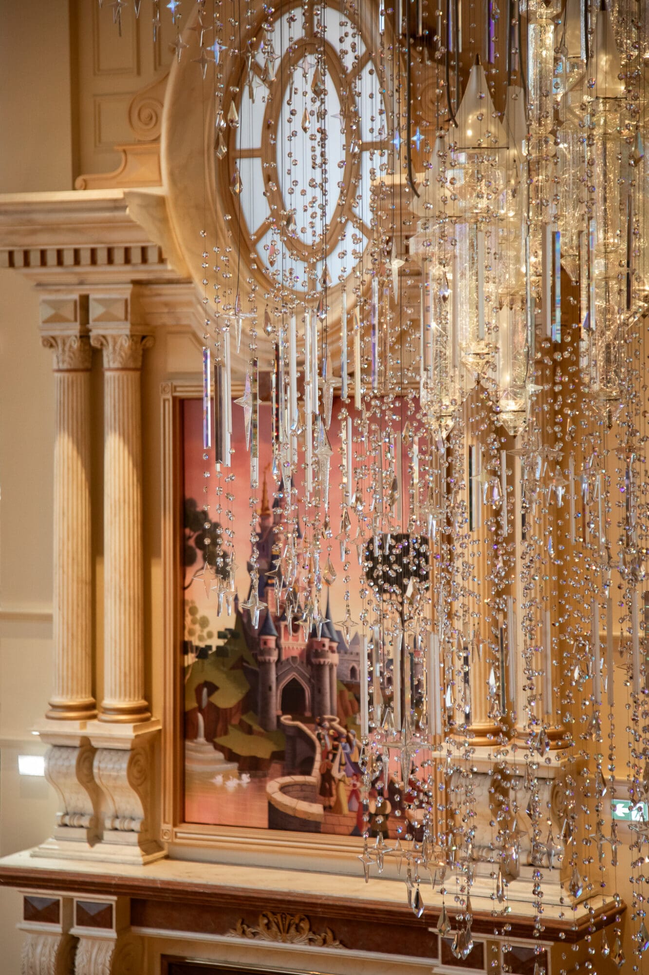 Disneyland Hotel Paris Foyer Lobby Chandelier and Fireplace