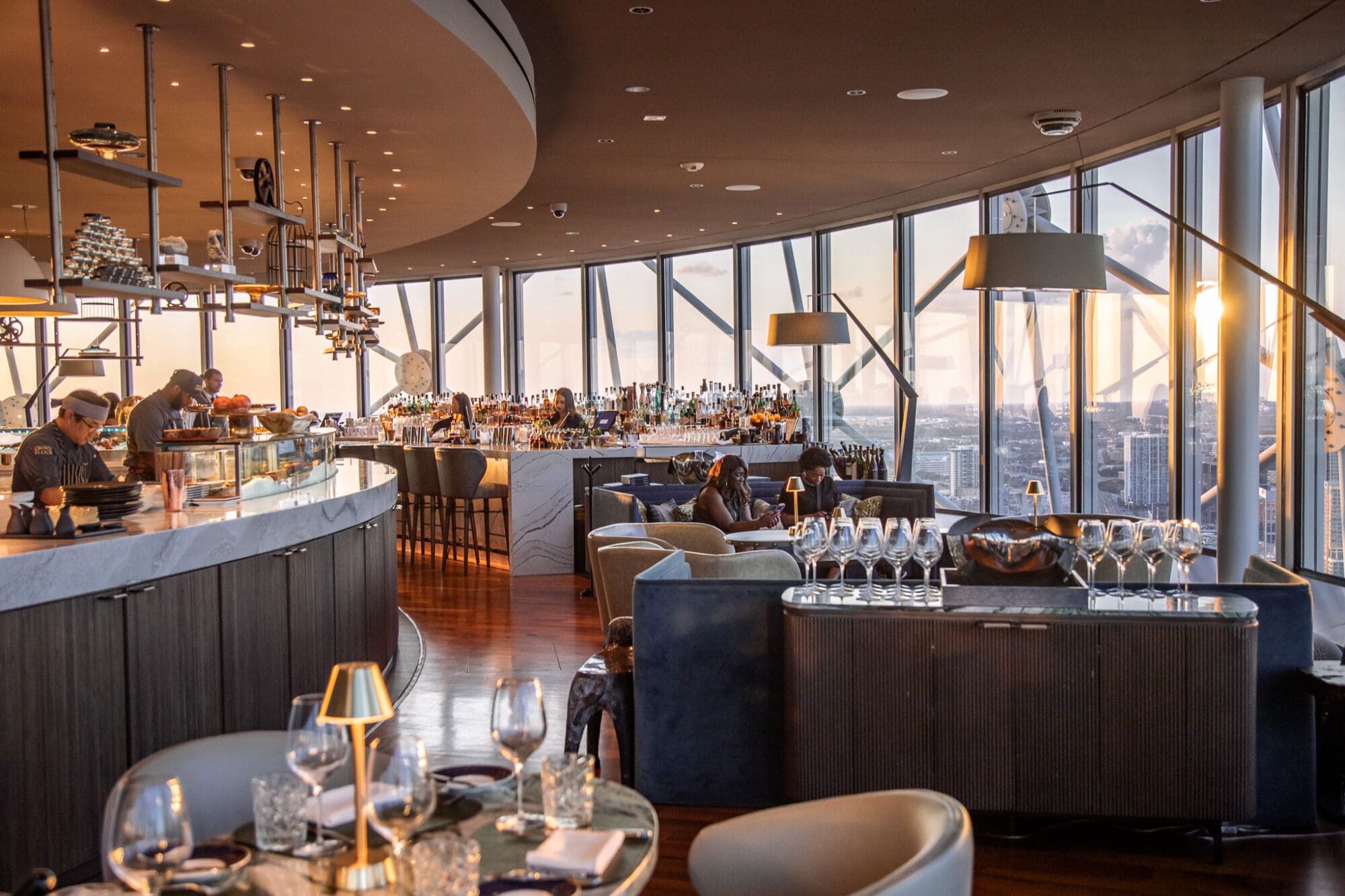 Interiors of Crown Block Restaurant Reunion Tower Dallas Texas