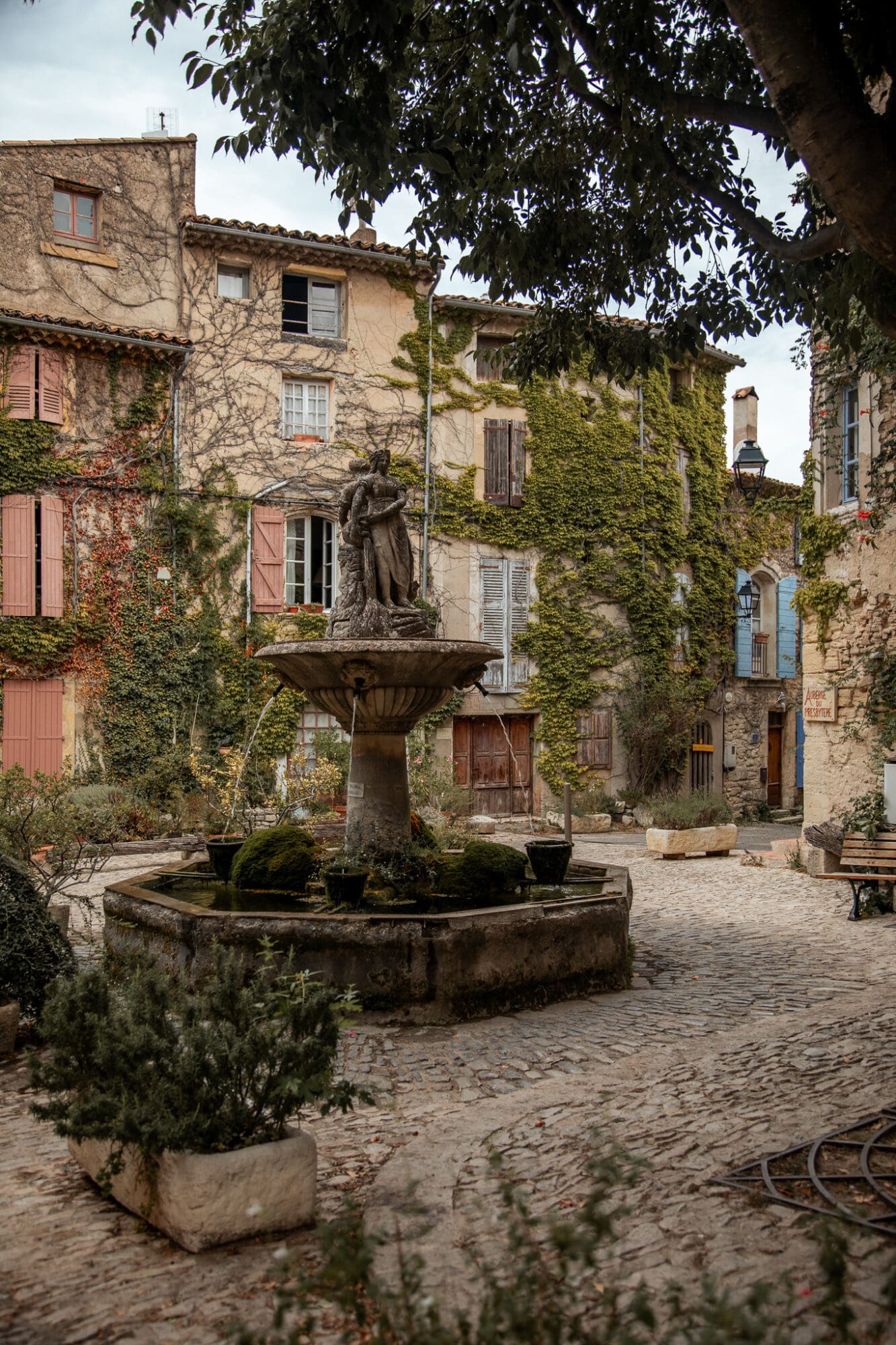 Fountain in the town square of Saignon, Provence Luberon France