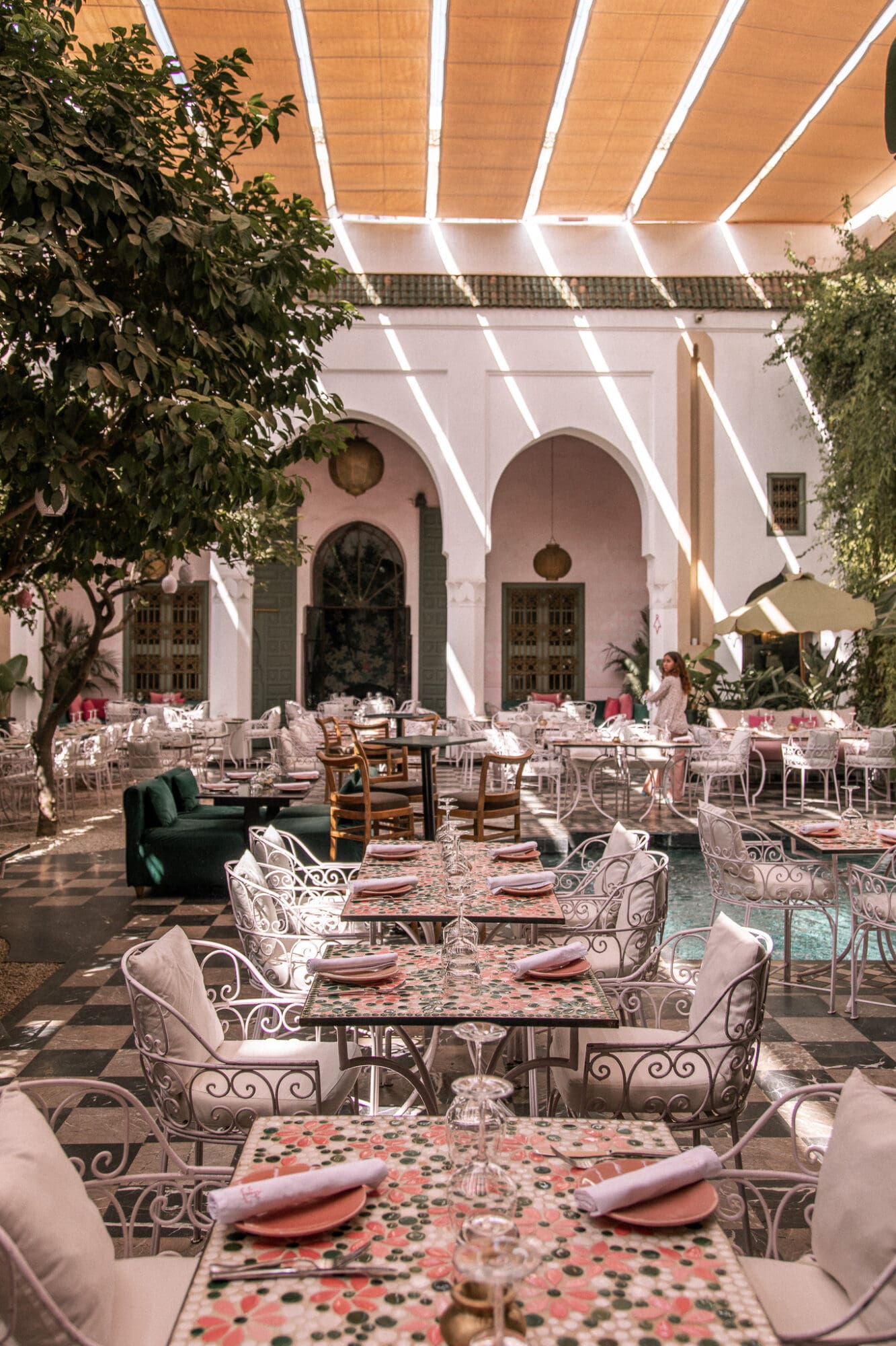 Les Jardins du Lotus Restaurant Interiors Marrakesh Morocco Pink Beautiful Restaurant