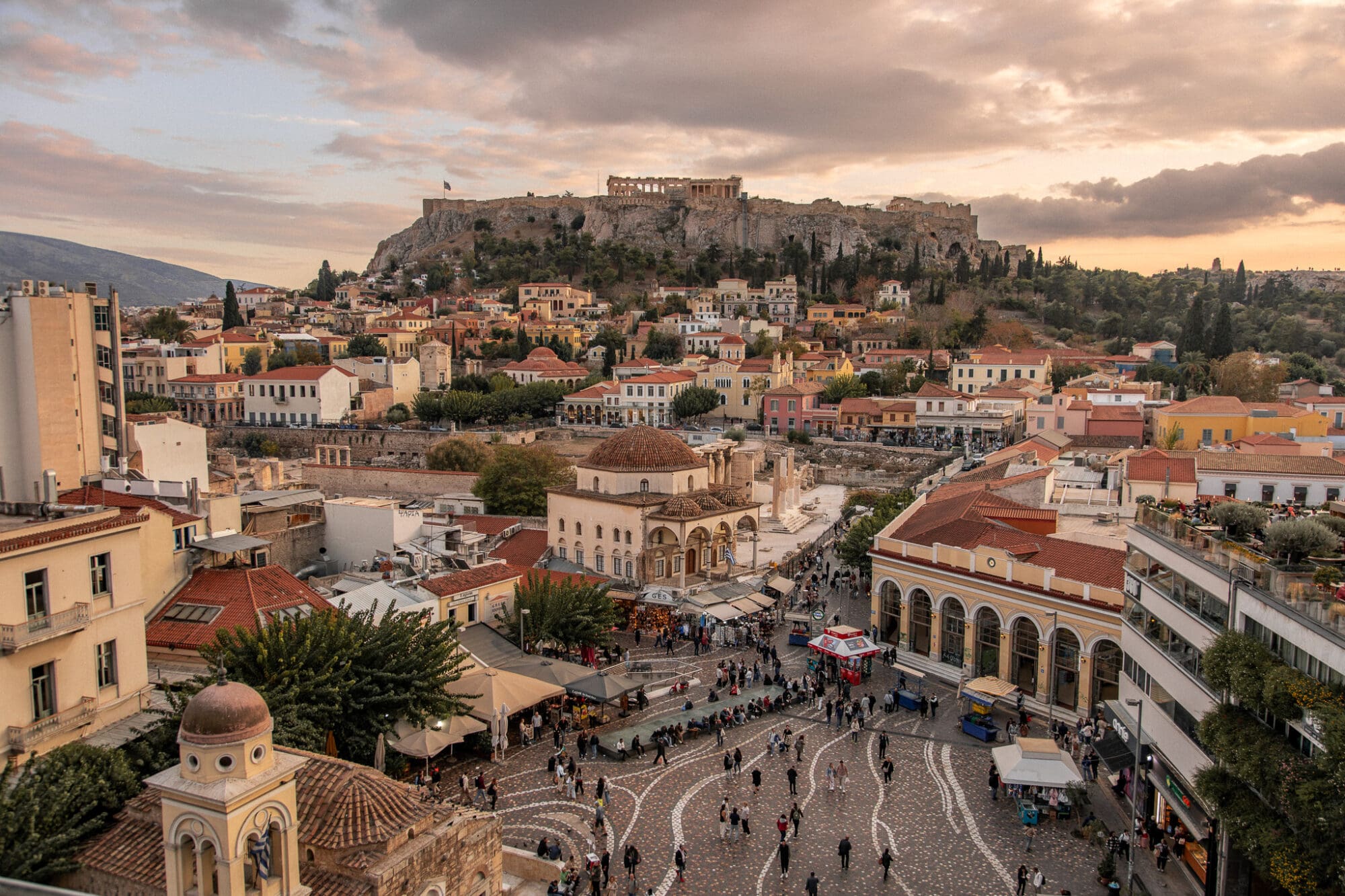 Athens Travel Guide Rooftop View Acropolis A for Athens Sunset over Monastiraki Square