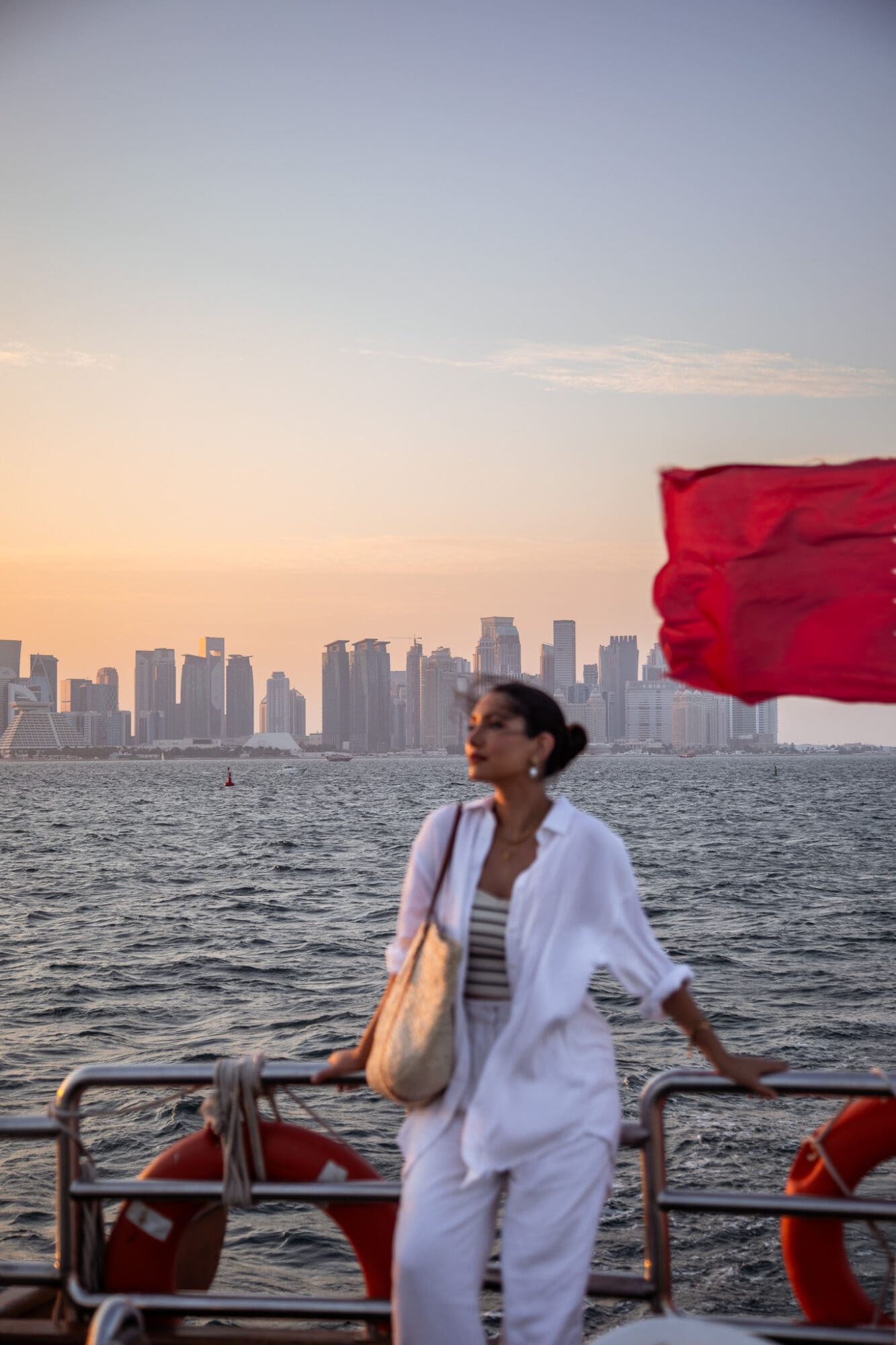 Sunset Dhow Boat Cruise things to do in Doha Skyline view