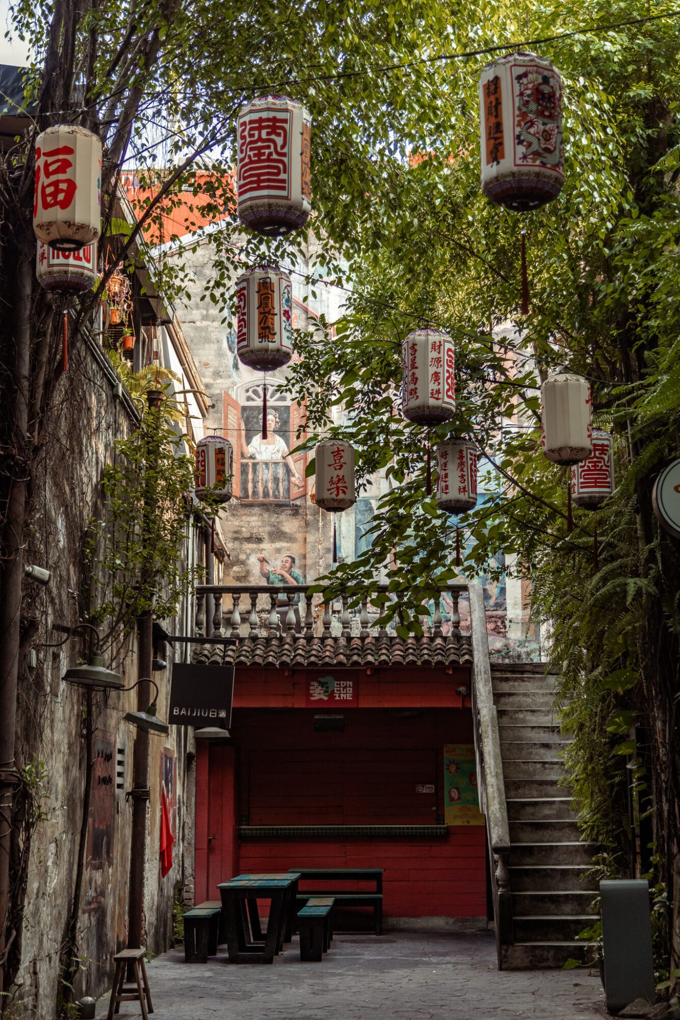 Kwai Chai Hong Chinatown Kuala Lumpur Malaysia Lanterns and street art