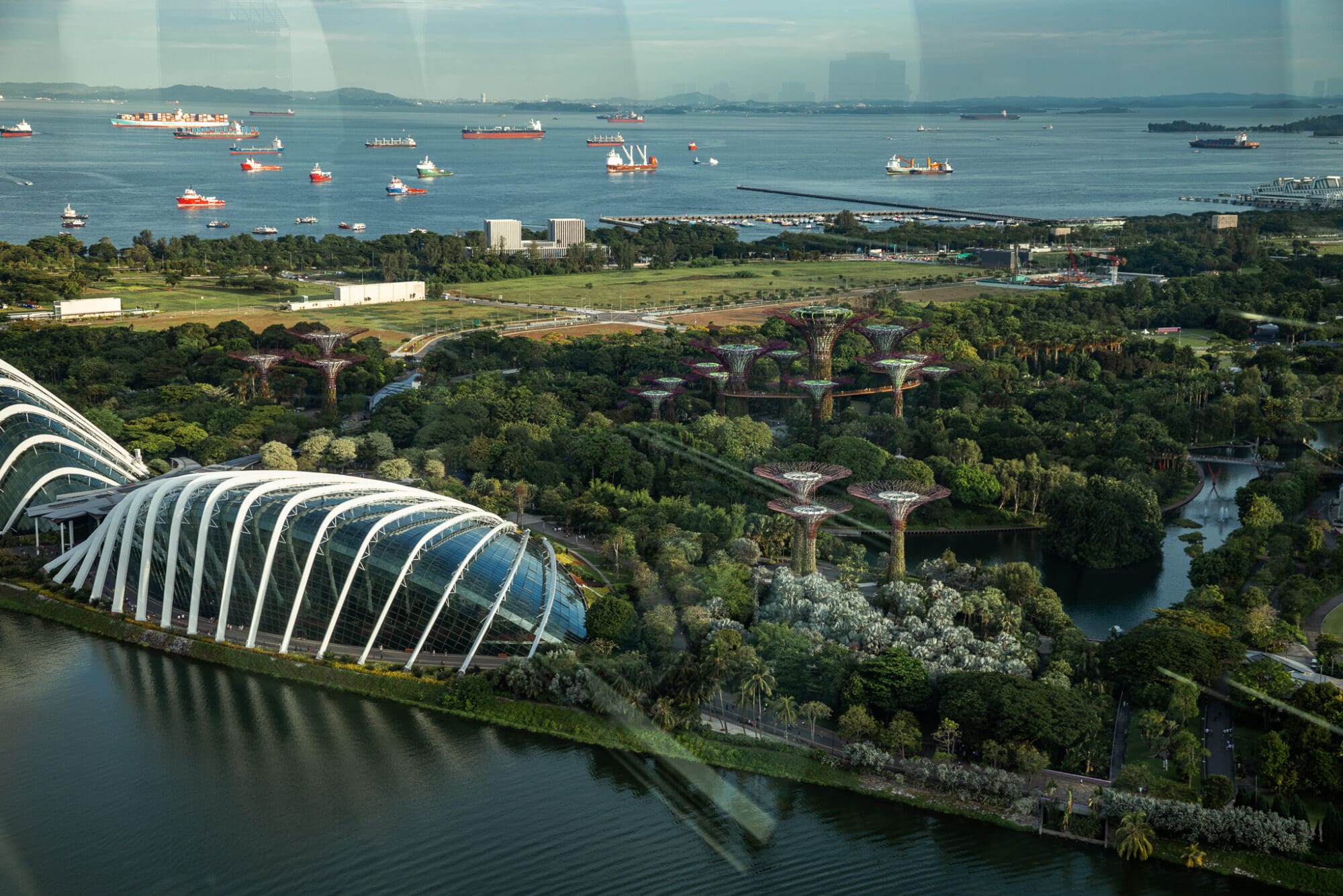 Singapore Flyer view out over Gardens by the bay