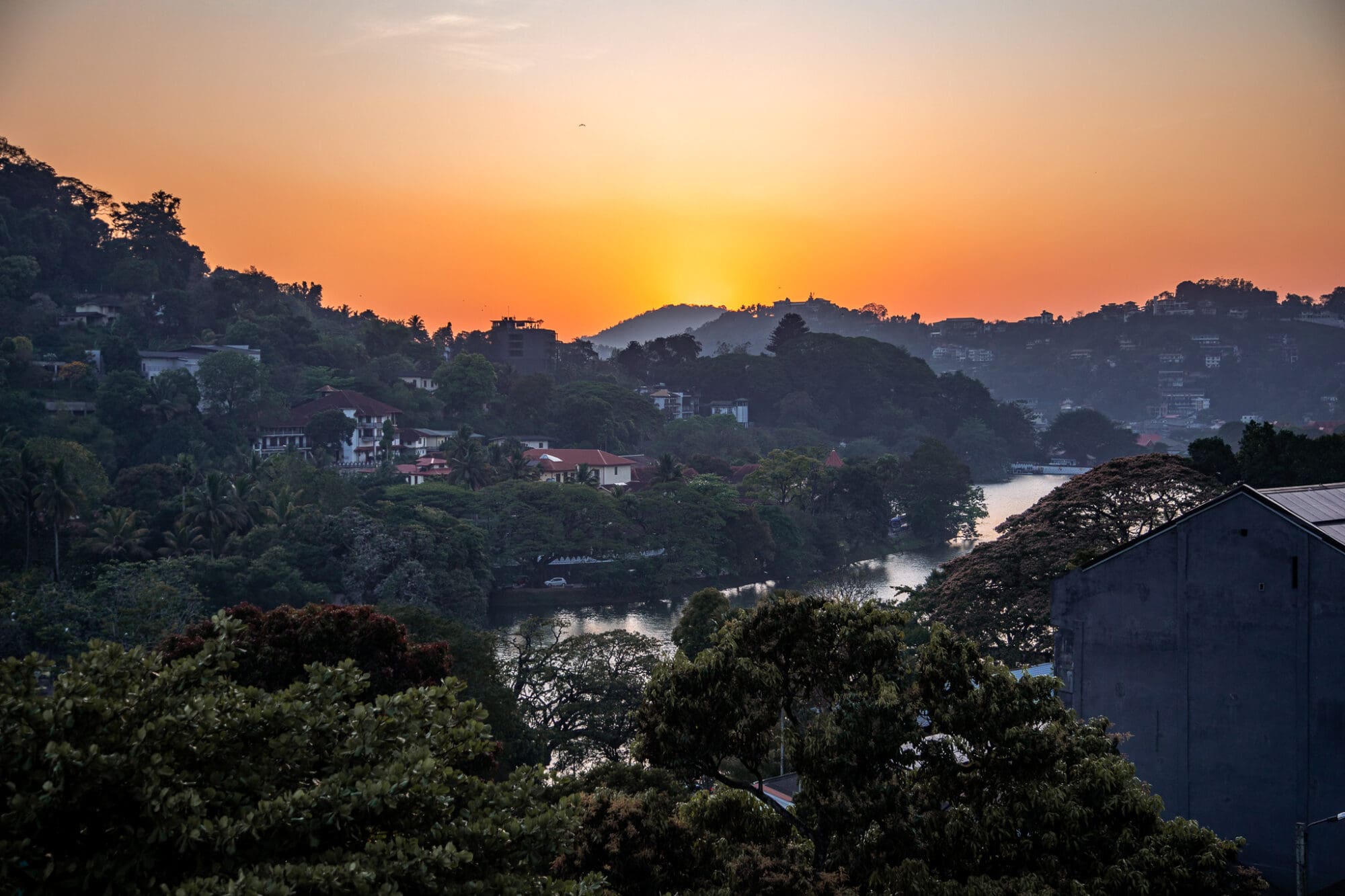 Sunset view over Kandy from Slightly Chilled Lounge Restaurant and Sports Bar Sri Lanka