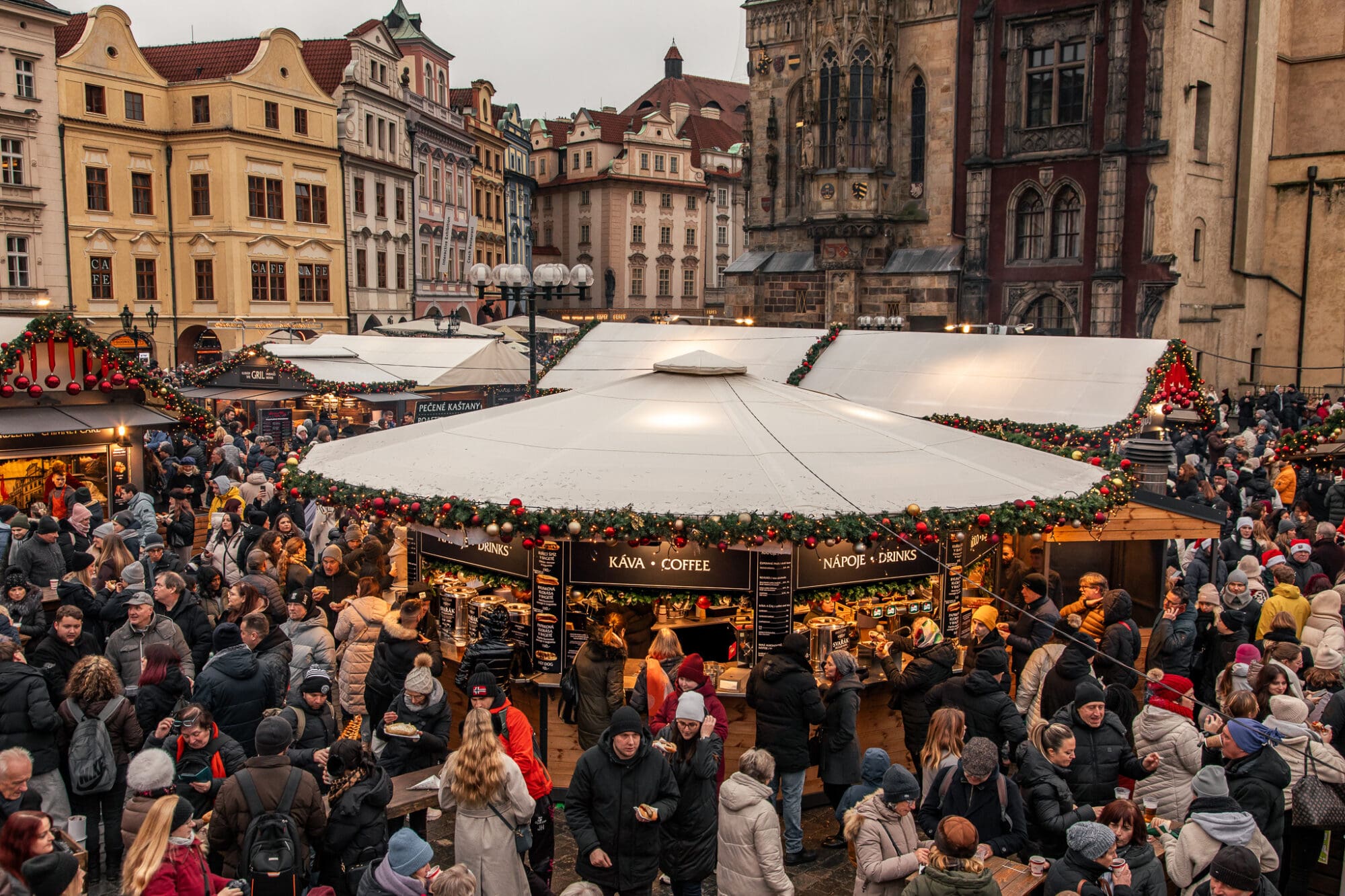 Old town square market Prague Christmas