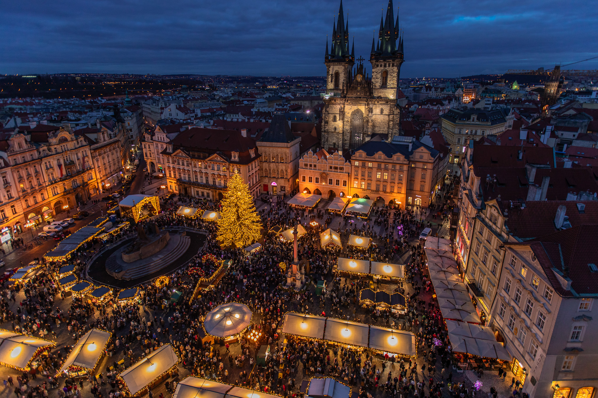 Prague Christmas Market View Old Town Square at Night