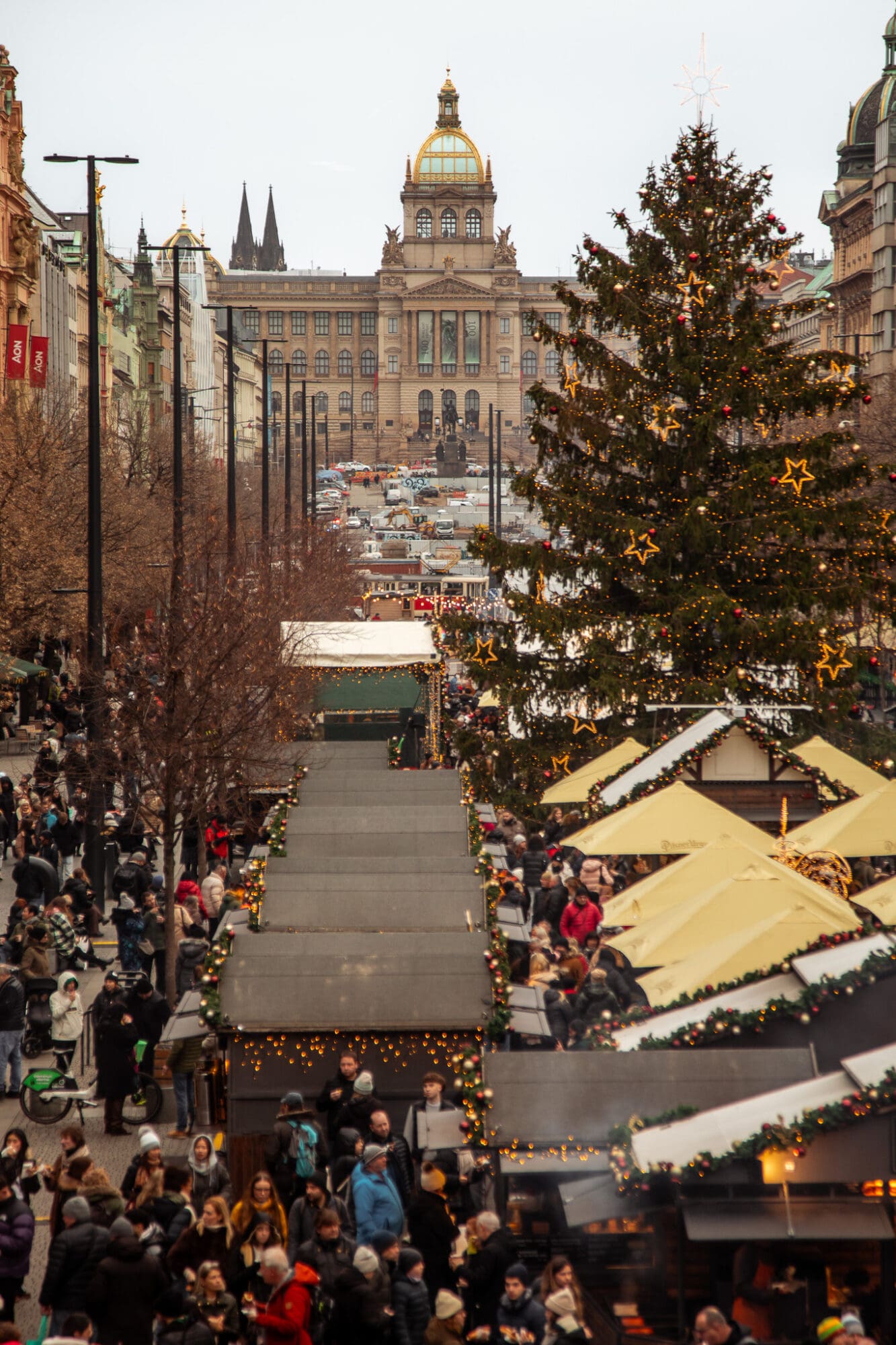 Wenceslas Square Christmas Market View National Museum