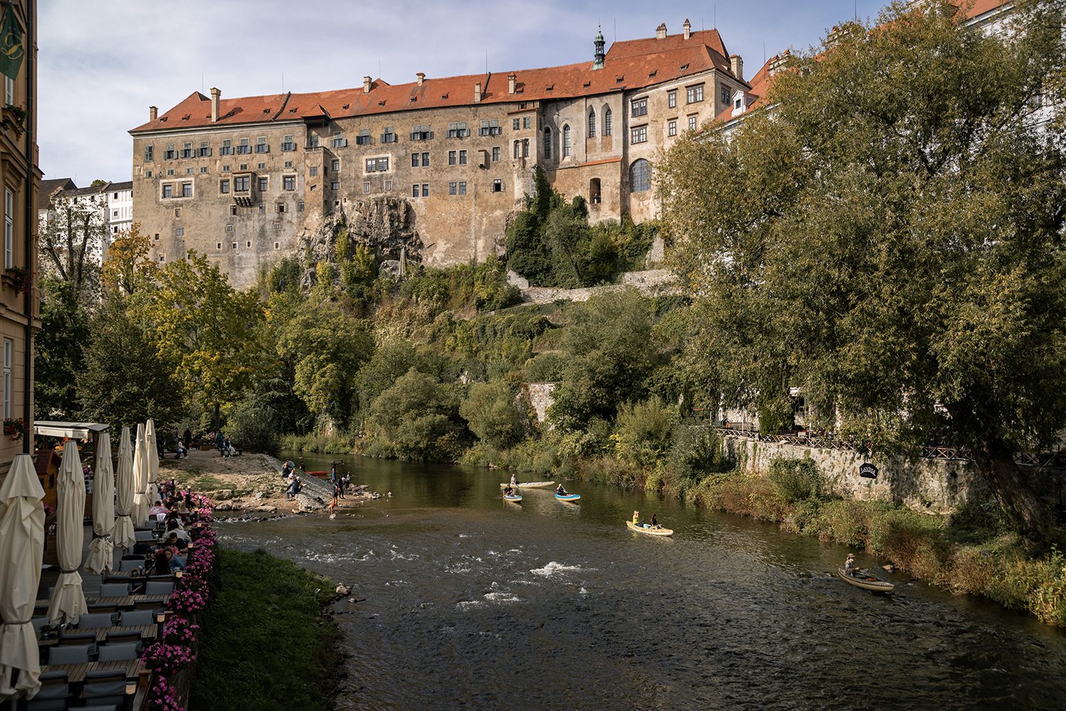 Kayaking down the Vltava River Cesky Krumlov
