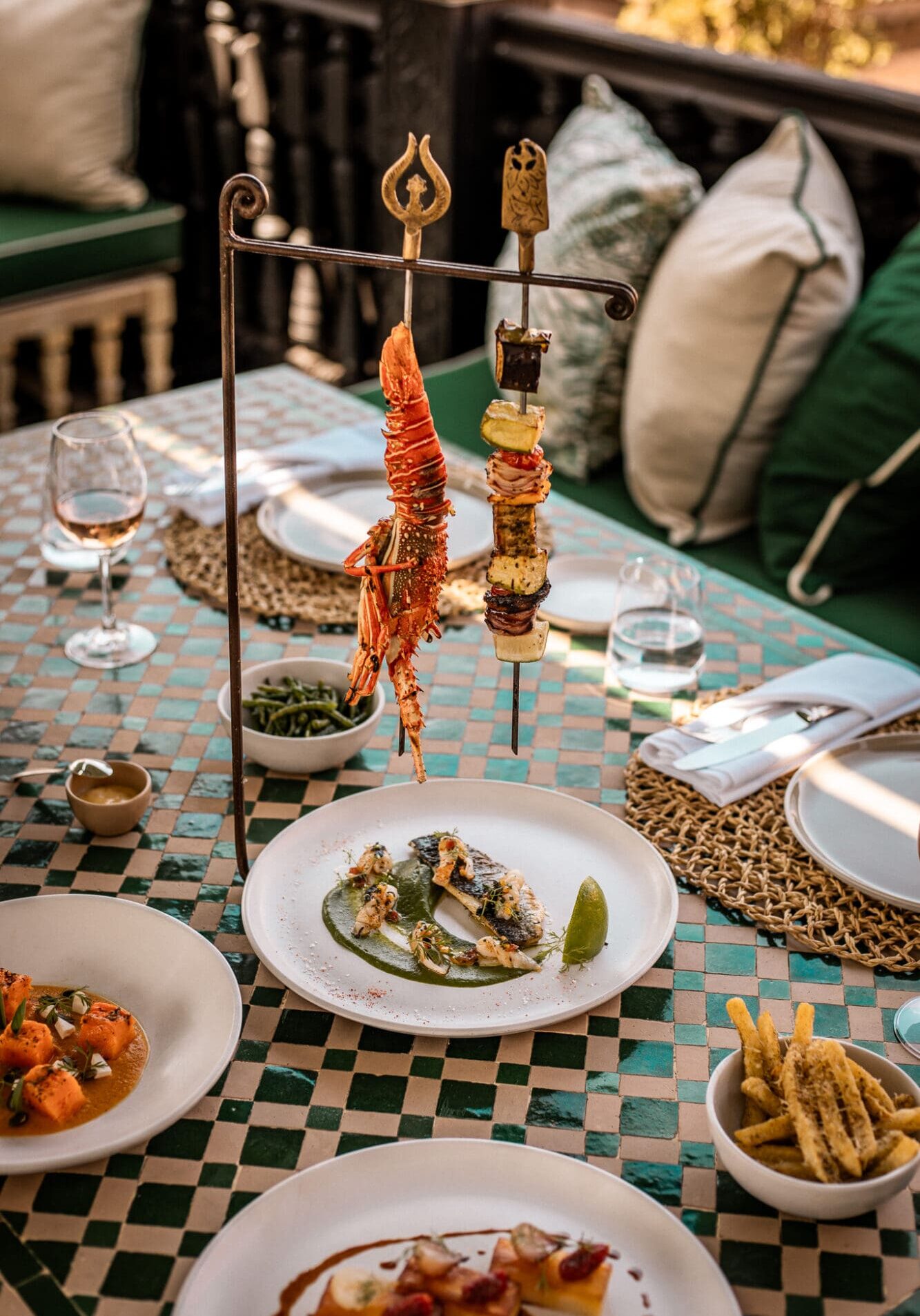 Le Table du Souk Restaurant La Sultana Hotel Marrakech Rooftop Lunch Food Lobster