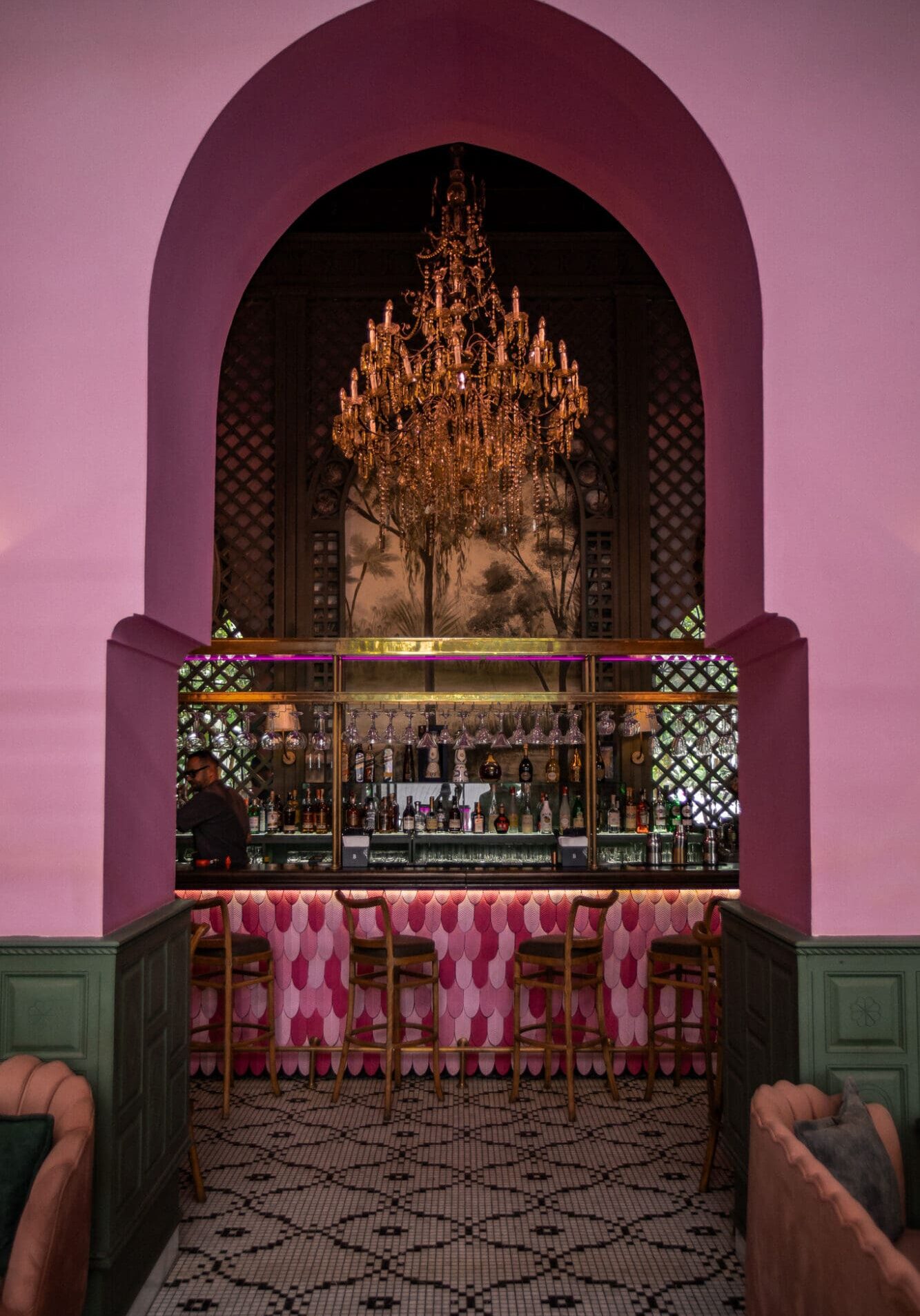 Les Jardin de Lotus Marrakech Restaurant Pink Bar