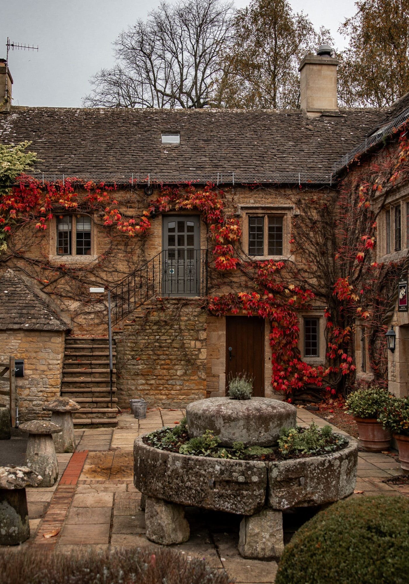 Lower Slaughter The Cotswolds in Autumn English Countryside Ivy