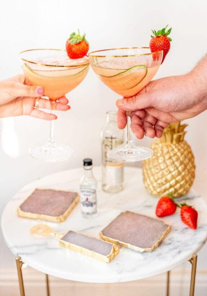 Summer Gin Spritz Cocktail Recipe Prosecco Strawberry Cucumber Drink